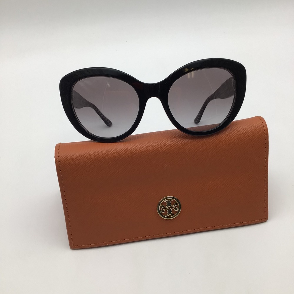 Tory Burch TY7121 Black Cat Eye Sunglasses Grey Gradient Lens with Case NEW